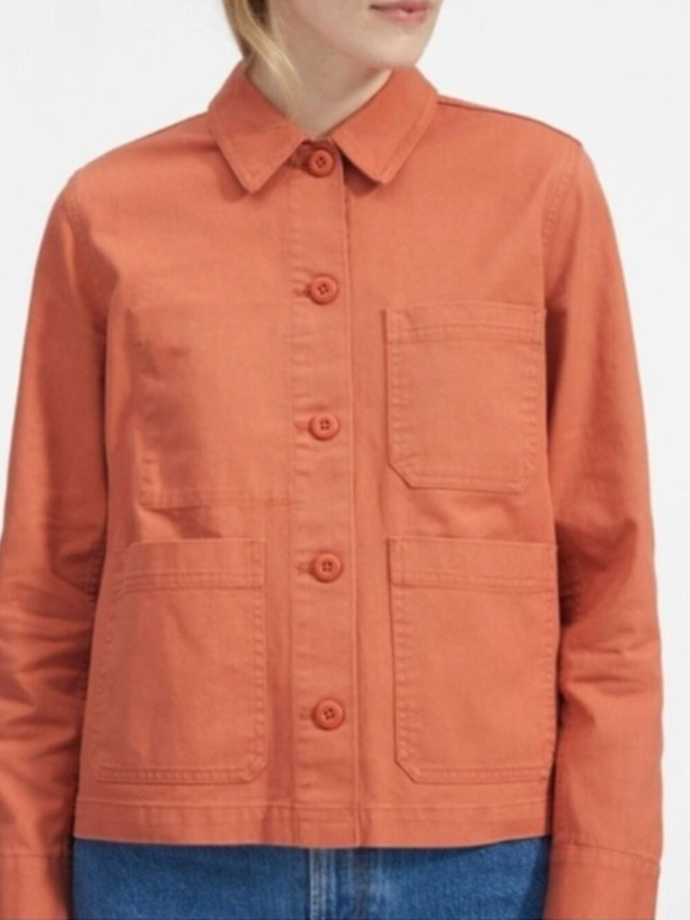 Everlane orange denim cotton chore jacket Size XXS